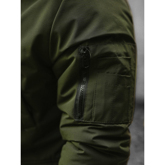 Bomber stila zaļa vīriešu jaka Lemor JS/201901 - Vīriešu jakas un mēteļi Bomber stila zaļa vīriešu jaka Lemor JS/201901