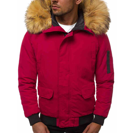 Bomber stila ziemas bordo vīriešu jaka Lemor JS/201901 - Vīriešu jakas un mēteļi Bomber stila ziemas bordo vīriešu jaka Lemor JS/201901
