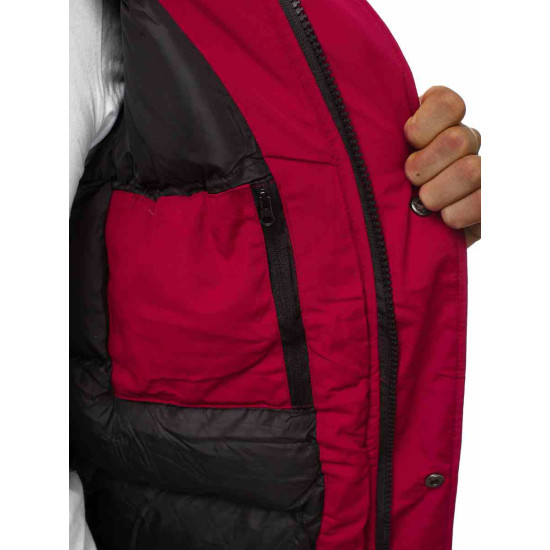 Bomber stila ziemas bordo vīriešu jaka Lemor JS/201901 - Vīriešu jakas un mēteļi Bomber stila ziemas bordo vīriešu jaka Lemor JS/201901