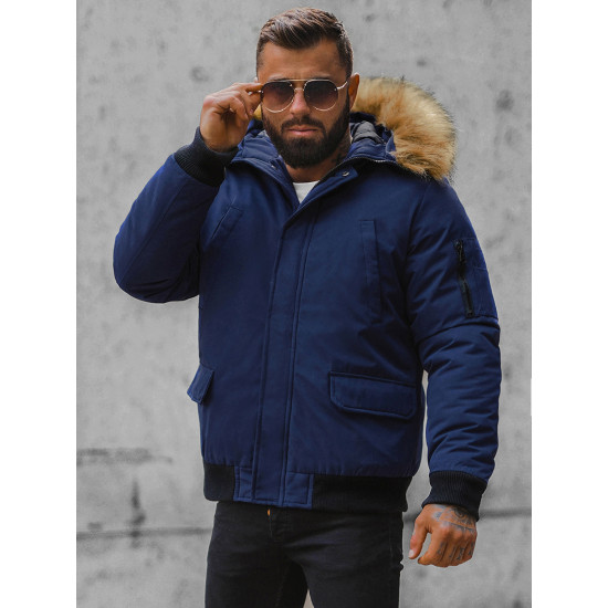 Bomber stila tumši zila vīriešu jaka Lemor JS/201901 - Vīriešu jakas un mēteļi Bomber stila tumši zila vīriešu jaka Lemor JS/201901
