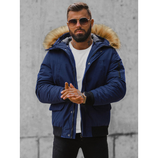 Bomber stila tumši zila vīriešu jaka Lemor JS/201901 - Vīriešu jakas un mēteļi Bomber stila tumši zila vīriešu jaka Lemor JS/201901