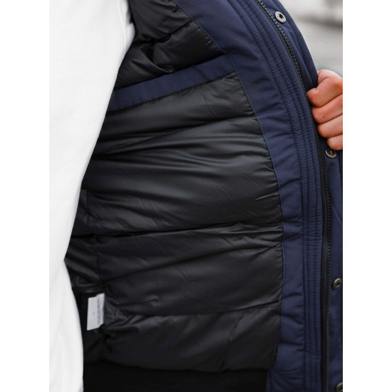 Bomber stila tumši zila vīriešu jaka Lemor JS/201901 - Vīriešu jakas un mēteļi Bomber stila tumši zila vīriešu jaka Lemor JS/201901