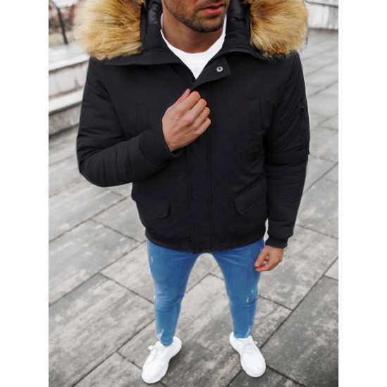 Bomber stila ziemas melna vīriešu jaka Lemor JS/201901 - Vīriešu jakas un mēteļi Bomber stila ziemas melna vīriešu jaka Lemor JS/201901