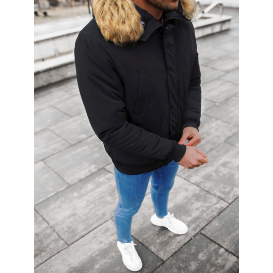 Bomber stila ziemas melna vīriešu jaka Lemor JS/201901 - Vīriešu jakas un mēteļi Bomber stila ziemas melna vīriešu jaka Lemor JS/201901
