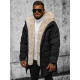 Men's black jacket with fur Premium JS/22M317/392 - Men's Jackets and Coats Men's black jacket with fur Premium JS/22M317/392 Premium