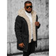 Men's black jacket with fur Premium JS/22M317/392 - Men's Jackets and Coats Men's black jacket with fur Premium JS/22M317/392 Premium