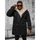 Men's black jacket with fur Premium JS/22M317/392 - Men's Jackets and Coats Men's black jacket with fur Premium JS/22M317/392 Premium