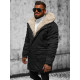 Men's black jacket with fur Premium JS/22M317/392 - Men's Jackets and Coats Men's black jacket with fur Premium JS/22M317/392 Premium