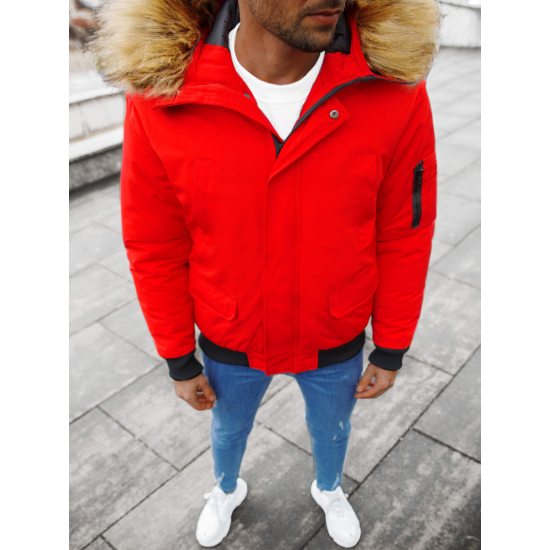 Bomber stila ziemas sarkana vīriešu jaka Lemor JS/201901