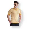 Dzeltens/balts vīriešu T-krekls Hippie PK5077 Premium