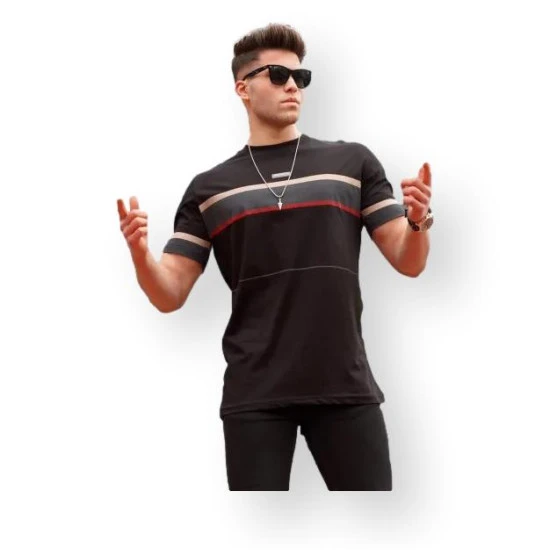 Vīriešu melns t-krekls Geoffrey PK5372 Premium