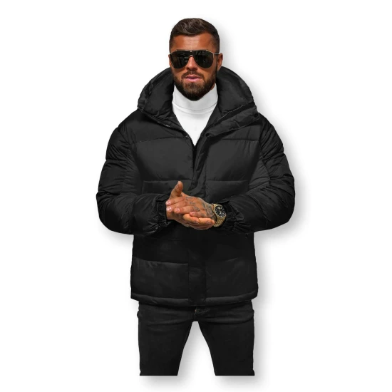 Melna vīriešu stepēta ziemas jaka Poker JS/31M5008
