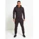 Melns sporta kostīms ar kapuci un rāvējslēdzēju vīriešiem PK3030