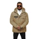 Vīriešu brūna jaka ar kapuci Ziema JS/31M5018
