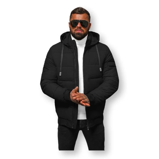 Vīriešu melna stepēta jaka ar kapuci Mino JS/31M5006