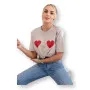 Sieviešu bēšs T-krekls TwoHearts