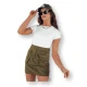 Sieviešu īsi svārki haki krāsā Quilla CY0438