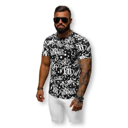 Vīriešu melns t-krekls ar rakstiem Ginger