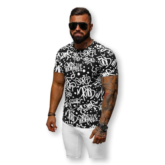 Vīriešu melns t-krekls ar rakstiem Ginger JS/8T1216/3