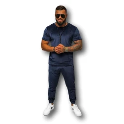 Vīriešu tumši zils velūra komplekts Sinor