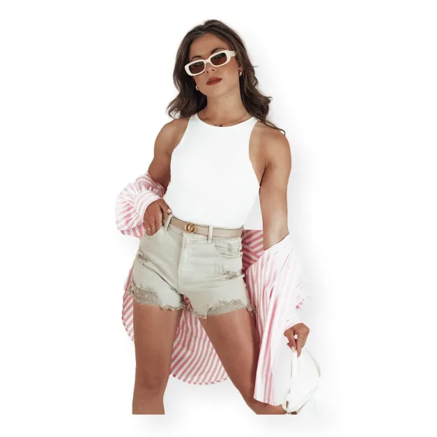 Sieviešu smilšu krāsas džinsa šorti Popglam SY0399