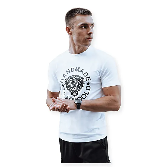 Balts vīriešu T-krekls ar apdruku Handmade RX5582