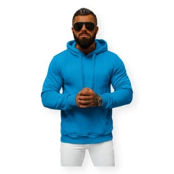 Gaiši zils vīriešu džemperis ar kapuci Buvoli