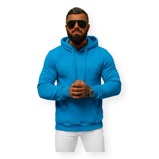 Gaiši zils vīriešu džemperis ar kapuci Buvoli JS/2009