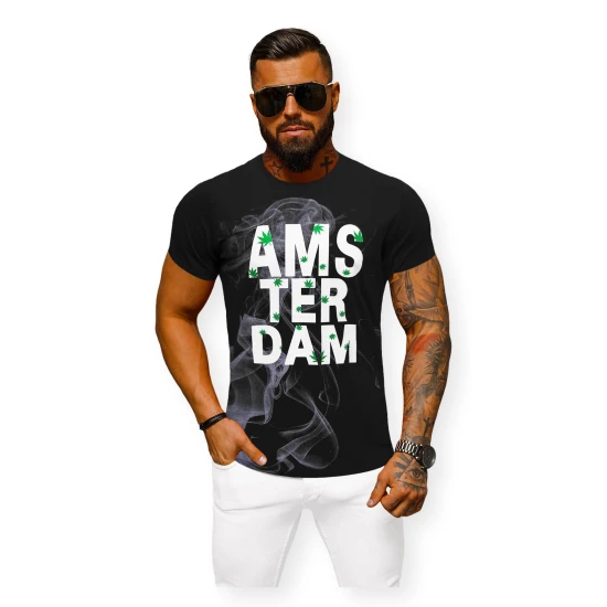Melns vīriešu T-krekls Amsterdam O/T128/3Z