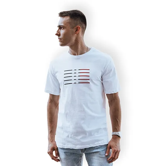Męski biały T-shirt Lines RX5568