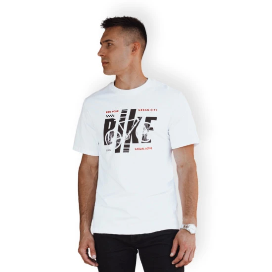 Vīriešu balts velo T-krekls RX5450