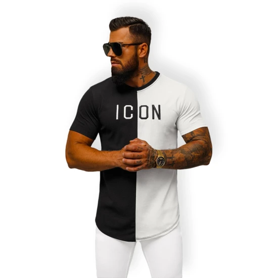 Vīriešu melnbalts Icon T-krekls O/7776T