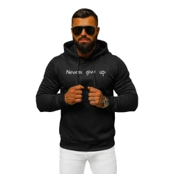 Vīriešu melns džemperis Never give up