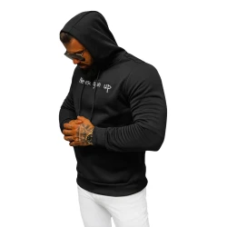 Vīriešu melns džemperis Never give up