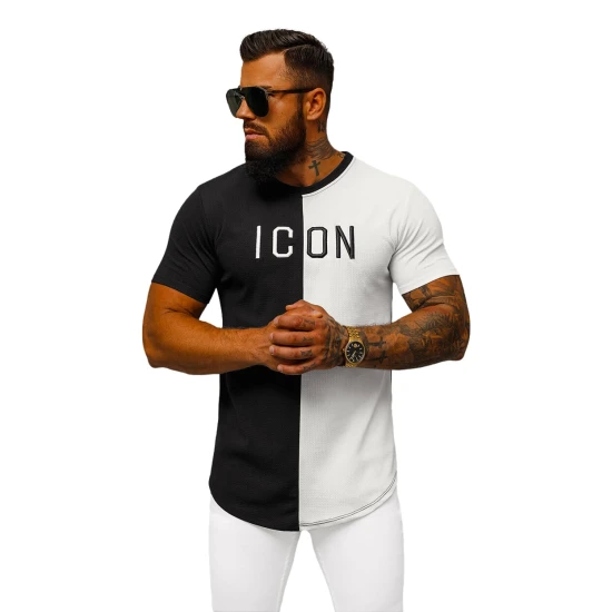Vīriešu melnbalts Icon T-krekls O/7776T