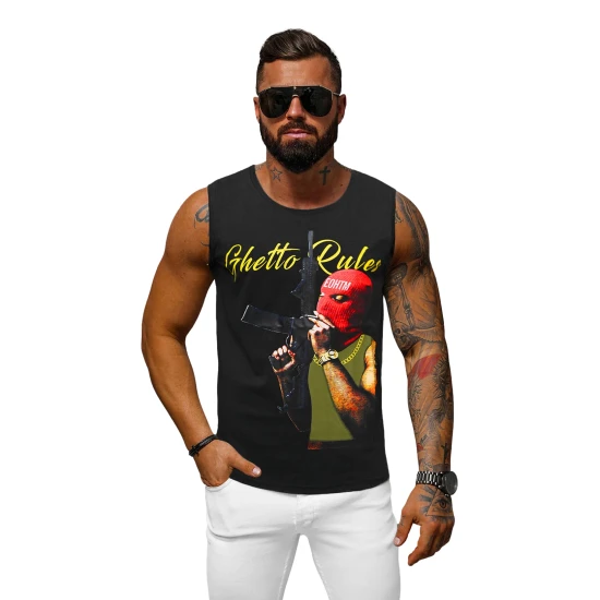 Vīriešu melns T-krekls Noteikumi O/T107/3Z