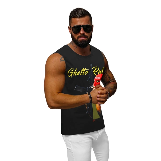 Vīriešu melns T-krekls Noteikumi O/T107/3Z