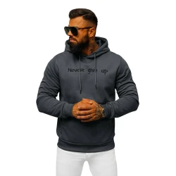 Vīriešu tumši pelēks džemperis Never give up