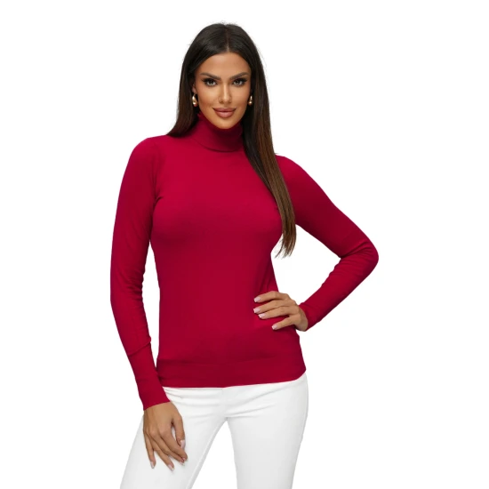 Sieviešu bordo krāsas džemperis ar augstu apkakli Stelin JS/8009/5