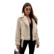 Sieviešu brūna ādas jaka ar kažokādu Elen