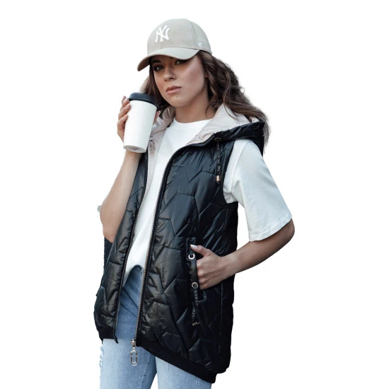 Sieviešu stepēta veste melnā krāsā Aria TY4462