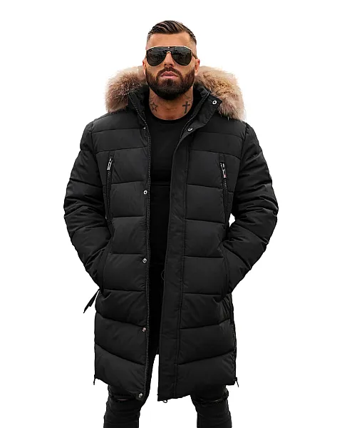 Vīriešu melna ziemas jaka Fred