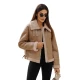 Sieviešu brūna ādas jaka ar kažokādu Maria JS/11Z8176