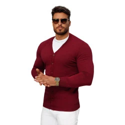 Bordo vīriešu džemperis ar pogām Otom