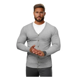 Pelēks vīriešu džemperis ar pogām Otom