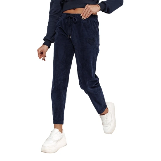 Sieviešu samta ikdienas bikses tumši zilā krāsā Velvi UY2288