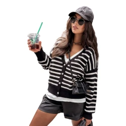 Sieviešu svītrains melns džemperis Brezzi