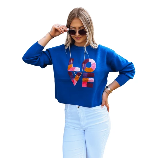 Sieviešu zils oversize džemperis Love MY1985