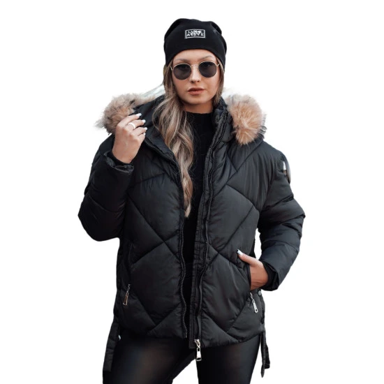 Sieviešu melna stepēta ziemas jaka Sisi TY4716