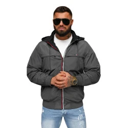 Tumši pelēka jaka ar kapuci Kemir